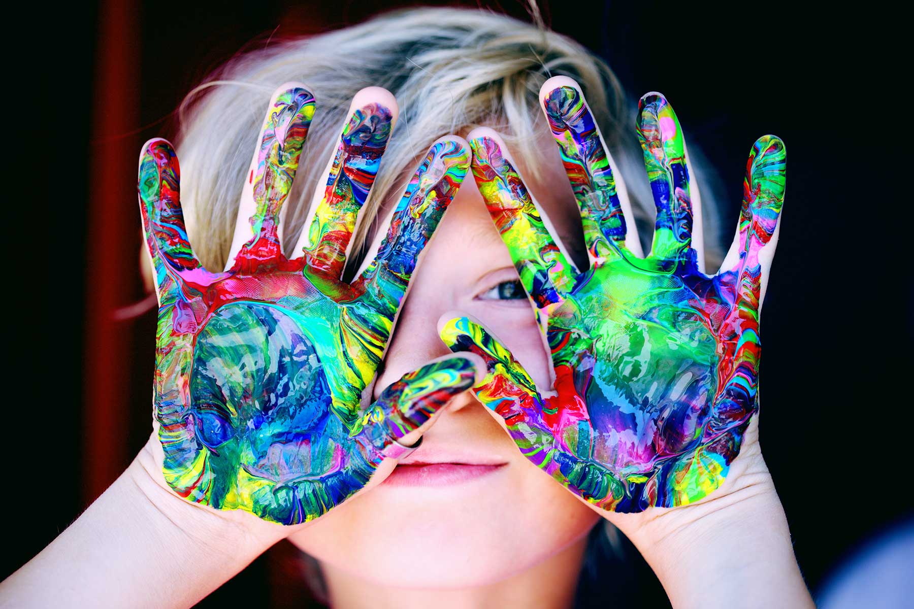 Child with hand paint