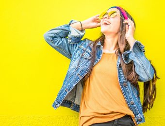 Girl with yellow background