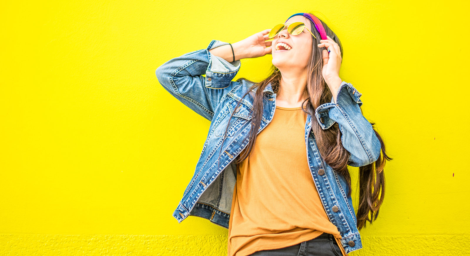 Girl with yellow background