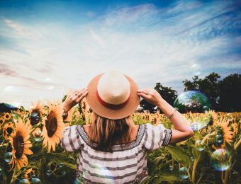 girl in sunflower field